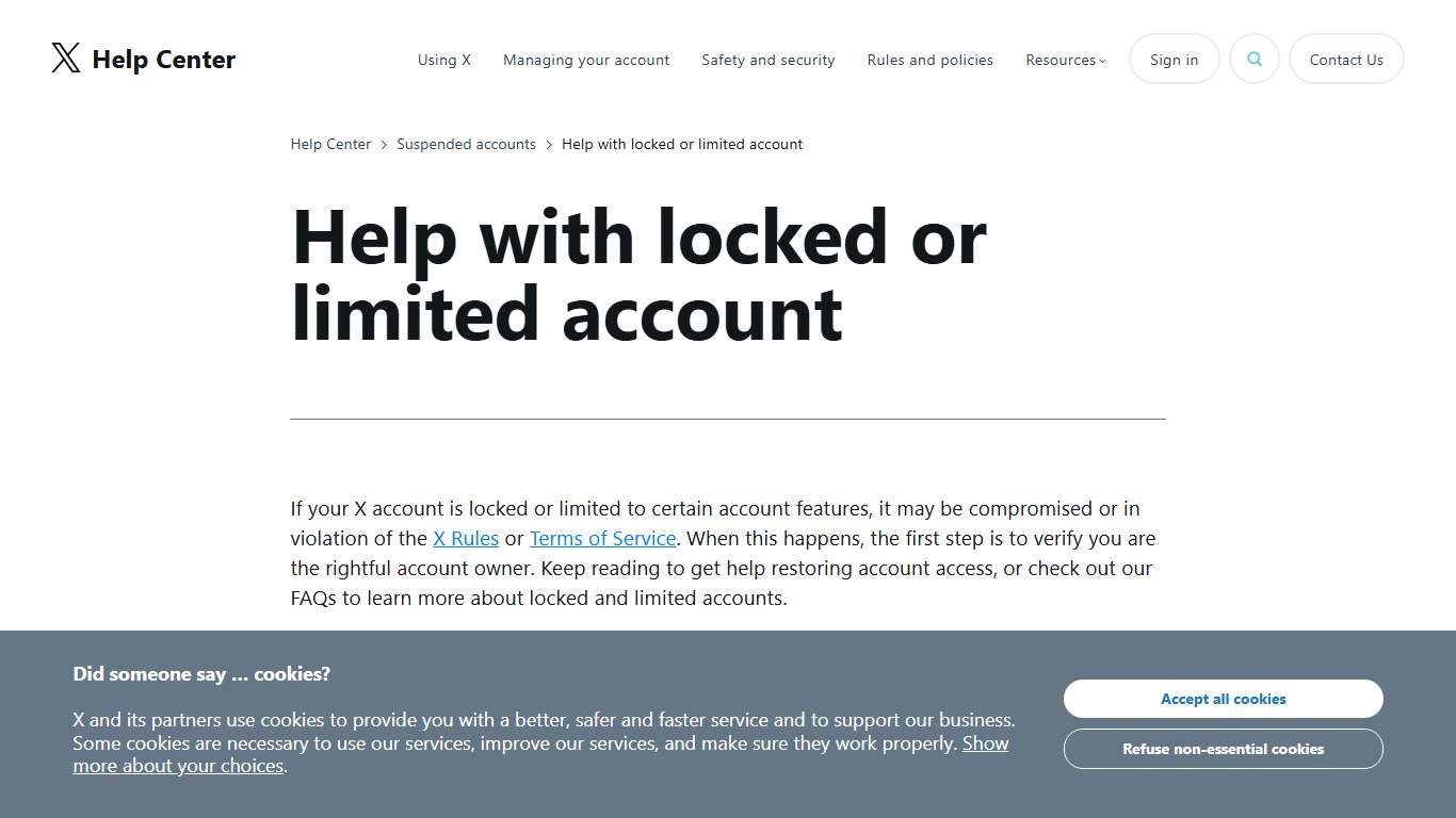 Locked or restricted X accounts | X Help